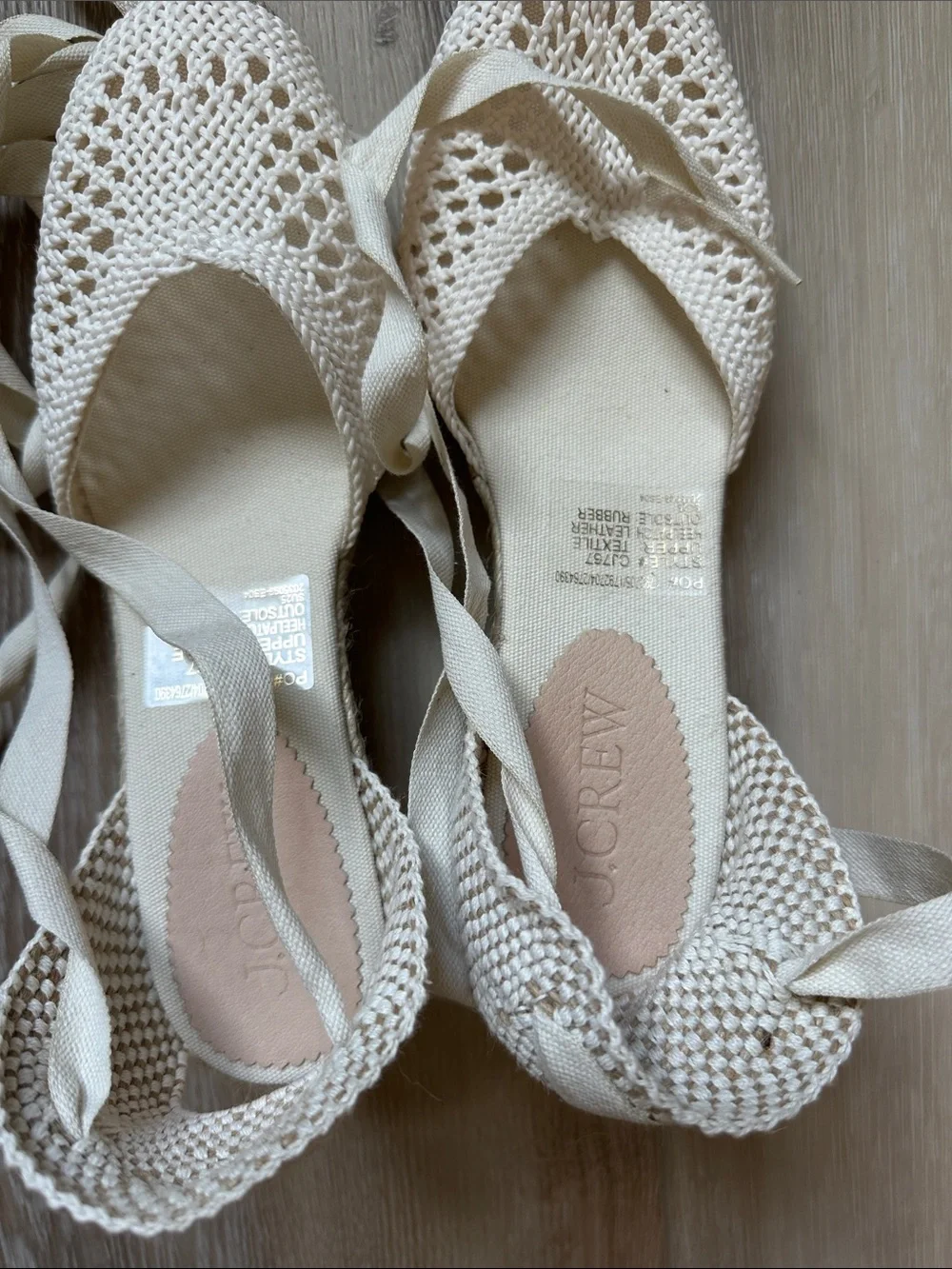 J Crew Made in Spain Lace Up espadrille wedges
